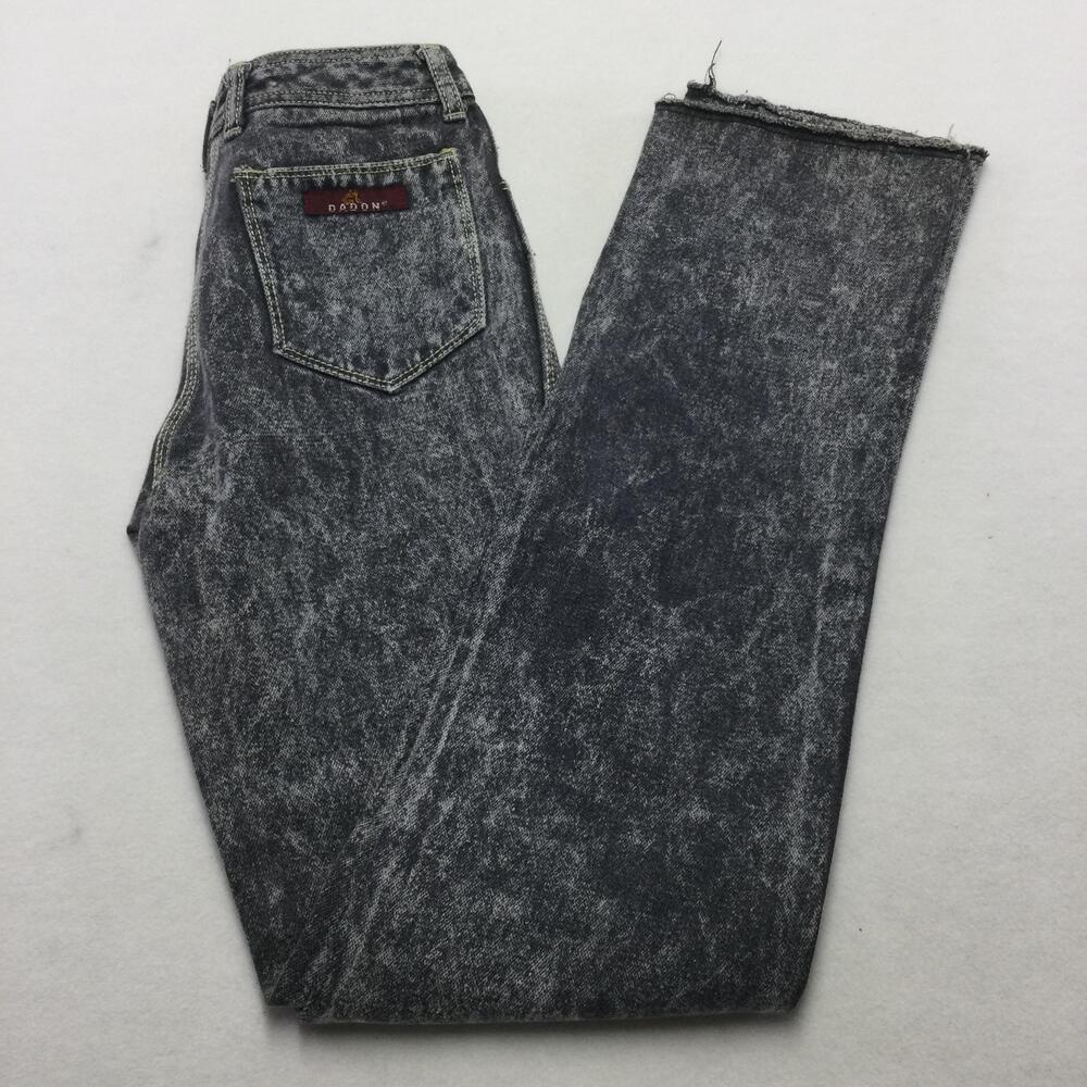 Vintage Dadon Jeans Womens 27 Gray Acid Wash High Rise Straight Denim 80s